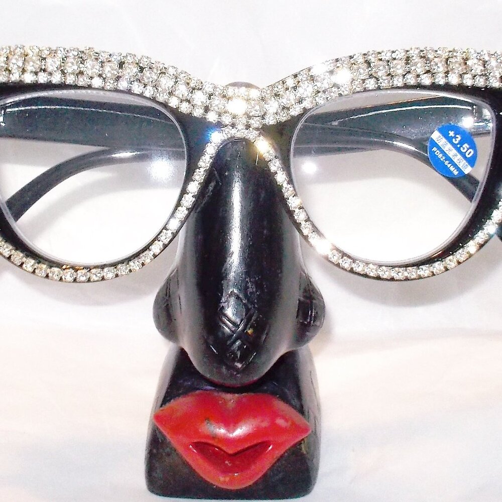 2.00 STRENGTH BLINGED OUT CAT EYE READING GLASSES